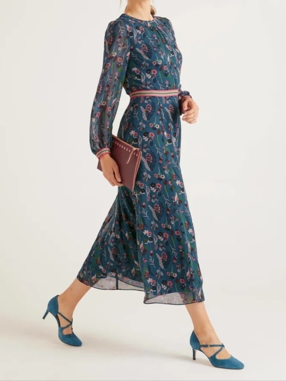 Boden Ellen Floral Maxi Dress  Baltic Botany floral print Size 16 - Picture 2 of 16
